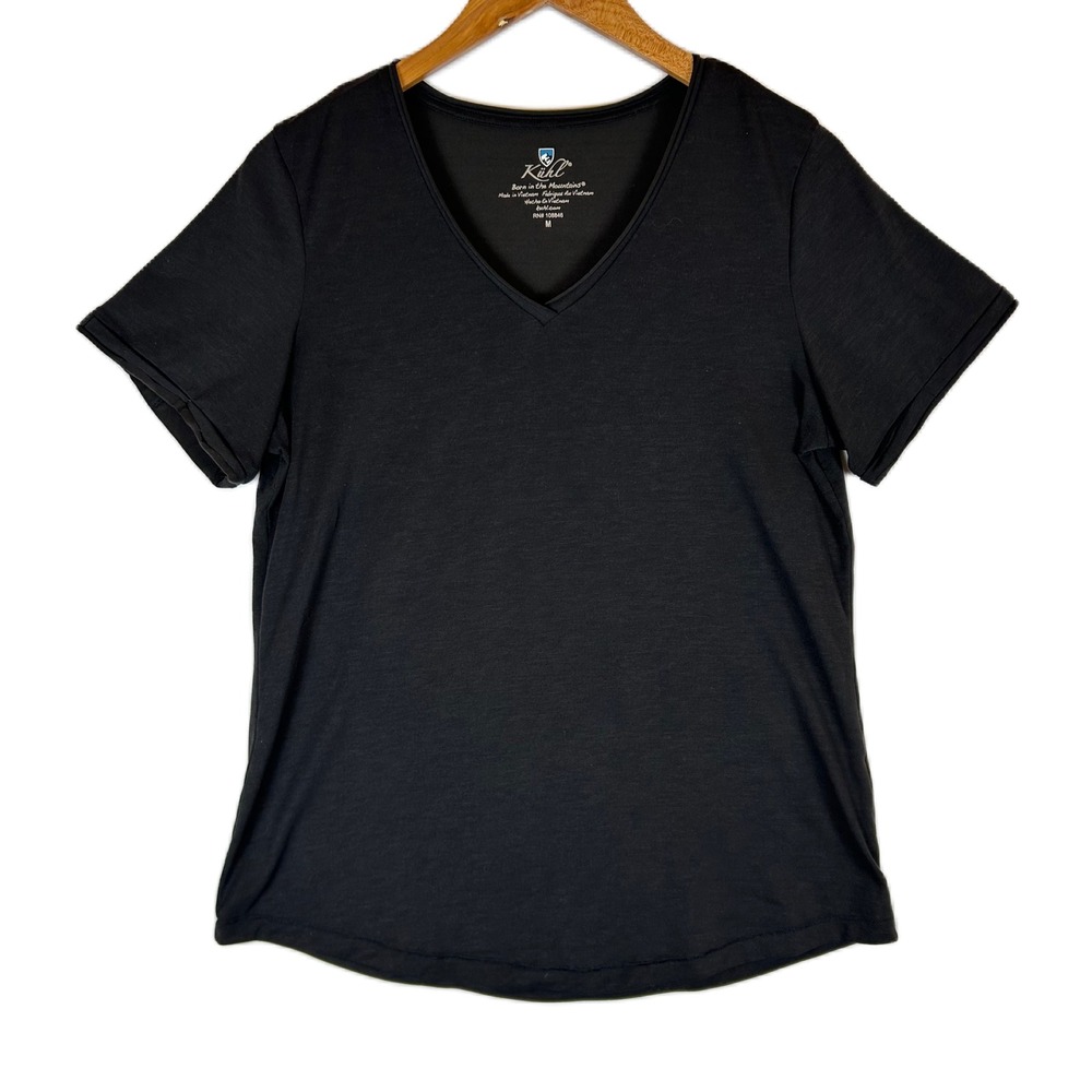 Kuhl Black V Neck T Shirt Top Womens Size M Lightweight Basic Tee - Picture 1 of 12